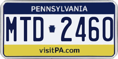 PA license plate MTD2460