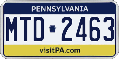PA license plate MTD2463