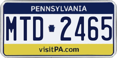 PA license plate MTD2465