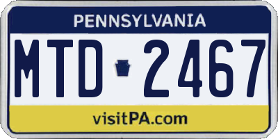 PA license plate MTD2467