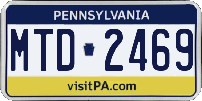 PA license plate MTD2469