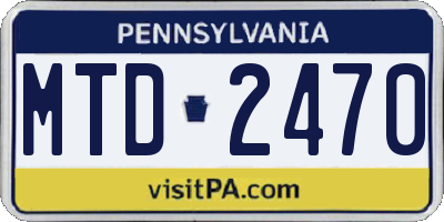 PA license plate MTD2470