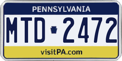 PA license plate MTD2472