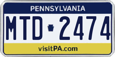 PA license plate MTD2474
