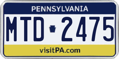 PA license plate MTD2475