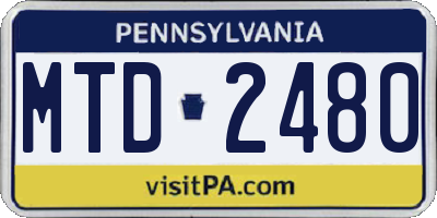 PA license plate MTD2480