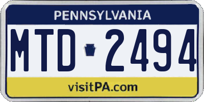 PA license plate MTD2494