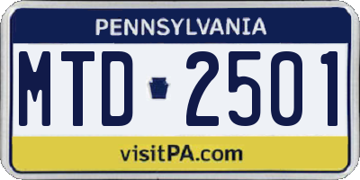 PA license plate MTD2501