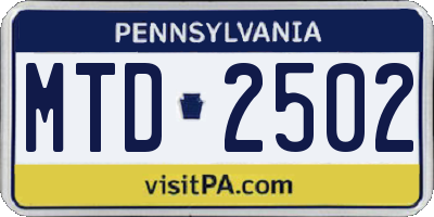 PA license plate MTD2502