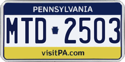 PA license plate MTD2503
