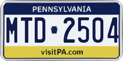 PA license plate MTD2504