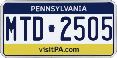 PA license plate MTD2505