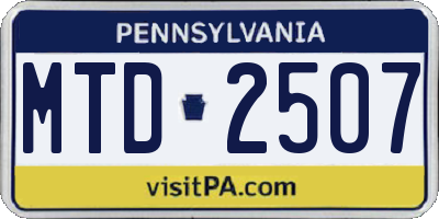 PA license plate MTD2507