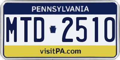 PA license plate MTD2510