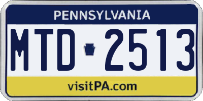 PA license plate MTD2513