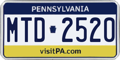PA license plate MTD2520