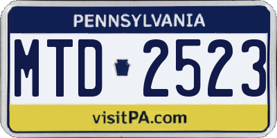 PA license plate MTD2523