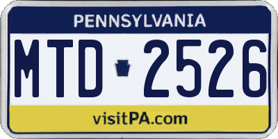 PA license plate MTD2526