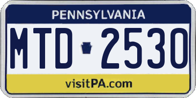 PA license plate MTD2530