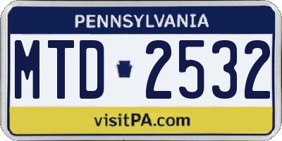 PA license plate MTD2532