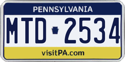 PA license plate MTD2534