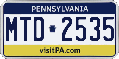 PA license plate MTD2535
