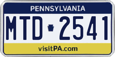 PA license plate MTD2541