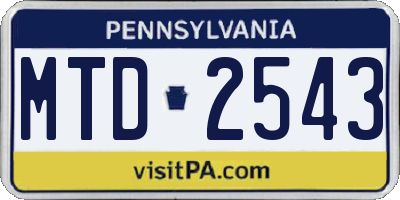 PA license plate MTD2543