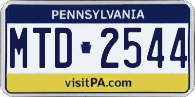 PA license plate MTD2544