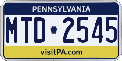 PA license plate MTD2545