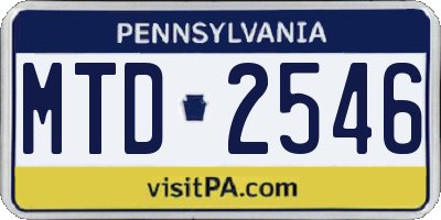 PA license plate MTD2546