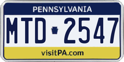 PA license plate MTD2547