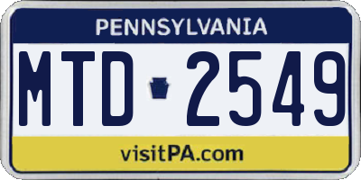 PA license plate MTD2549