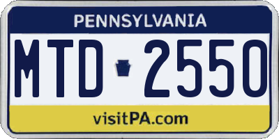PA license plate MTD2550