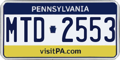 PA license plate MTD2553