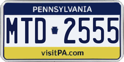 PA license plate MTD2555