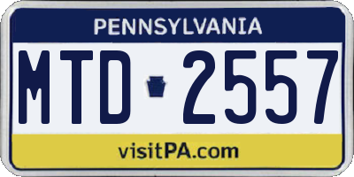PA license plate MTD2557