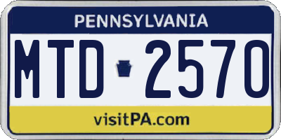 PA license plate MTD2570