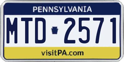 PA license plate MTD2571