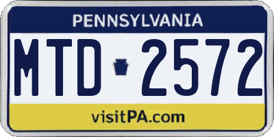 PA license plate MTD2572