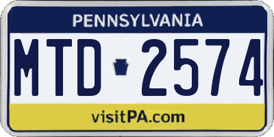 PA license plate MTD2574