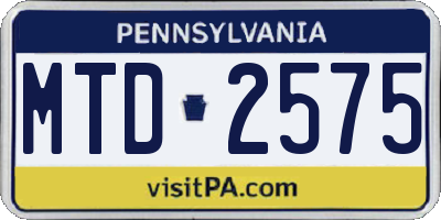 PA license plate MTD2575