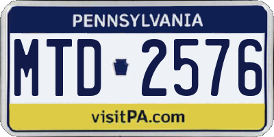 PA license plate MTD2576