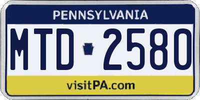 PA license plate MTD2580