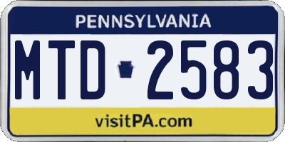 PA license plate MTD2583