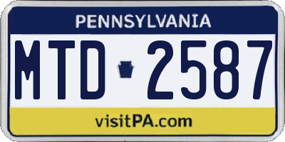 PA license plate MTD2587