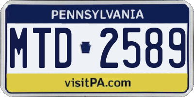 PA license plate MTD2589