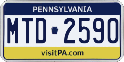 PA license plate MTD2590