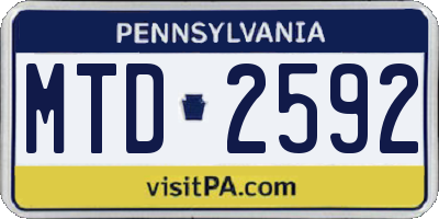 PA license plate MTD2592