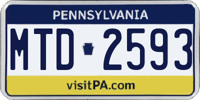 PA license plate MTD2593